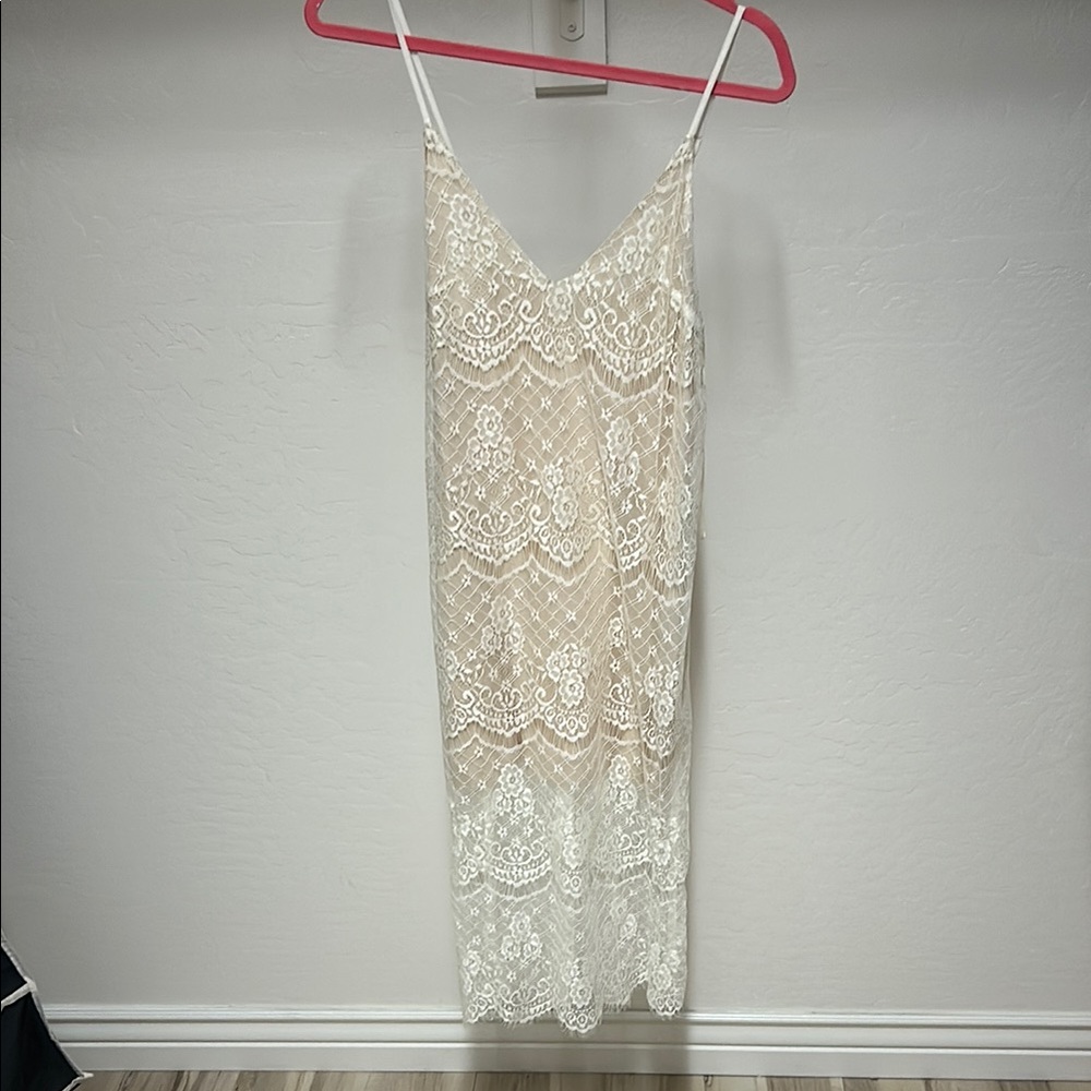 Lush Cream Lace Midi Dress